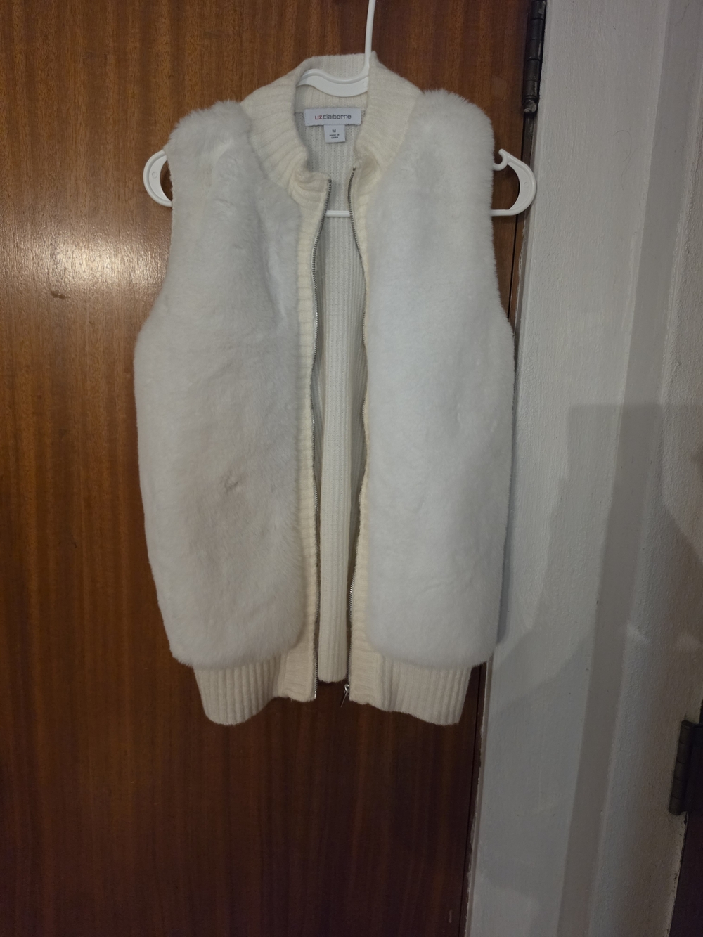 Liz Claiborne Cream Faux Fur Vest